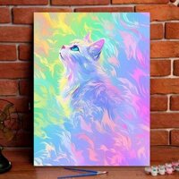 Hamlet [40 * 50] Tranh sơn dầu kỹ thuật số DIY tranh hoạt hình mèo đầy màu sắc theo số trang trí nhà quà tặng cá nhân tranh trang trí phòng khách