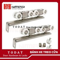 [Hammered] Bộ Bánh Xe Treo Cửa Lùa Nhôm 8 Bánh INOX hộp nhung hàng Công Ty loại 1