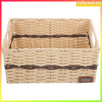 Hamper Wicker Giỏ Kệ Đồ Chơi Ống Hút Lưu Trữ Dệt Có Tay Cầm Người Tổ Chức Hộp Đựng Dệt Giấy Sắt Để Bàn erkenai