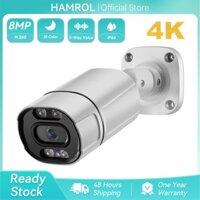 Hamrol 4K 8MP POE IP Camera Outdoor H.265 Color Night Vision Waterproof Outdoor Two Way Audio CCTV