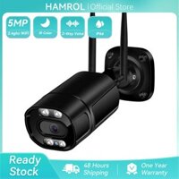 Hamrol 5MP WIFI Color Night Vision All Black IP Camera Outdoor Waterproof  IP Motion Detection CCTV