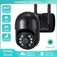 Hamrol All Black 8MP PTZ WIFI IP Camera Outdoor Auto Tracking Color Night Vision 5MP 5X Zoom CCTV