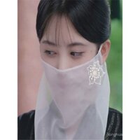 Hán phục cổ trang che mặt đeo tai cổ trang siêu tiên nữ Hán phục che mặt khăn che nắng