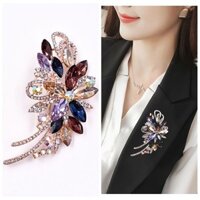 Hàn Quốc Cao Cấp Phù Hợp Với Ánh Sáng Sang Trọng Ngọc Trai Thổ Cẩm Nữ Pin Pha Lê Đơn Giản Xòe Phù Hợp Với Áo Len Phụ Kiện Cardigan Nút