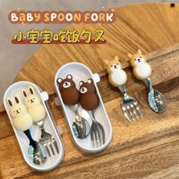 Hàn Quốc Dễ Thương Bộ Hộ Gia Đình 304 Thìa Inox Đũa Hoạt Hình Trẻ Em Ăn Thìa Nhỏ Bổ Sung Thực Phẩm Đặc Biệt20250326