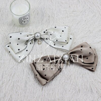 Hàn Quốc Dễ Thương Mặt Lụa Đổ Nước Chấm Đen Ruy Băng Phụ Kiện Tóc Phụ Kiện Cao Cấp Tự Làm Ruy Băng Bán Hoàn Thành Sản Phẩm Nơ