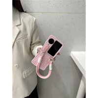 Hàn Quốc Dễ Thương Wave Point Lưới Đeo Ngang Dây Da Dây Đeo Ốp lưng Cho OPPO Find N2flip N3Flip N2 flip N3 flip Di Động Ốp Lưng