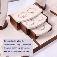Hàn Quốc Đen Walnut Trang Hiển thị Stand Step Stool Ba mảnh Đồ trang sức Vòng đeo tay Bracelet