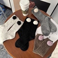 Hàn Quốc Dongdaemun Tất Thu Đông Tất Mềm Mại Sáp Bóng Cotton Tất Trang Sức Tất Nữ Dày Tất Len Tất Phù Hợp Với Tất Giữa Tất