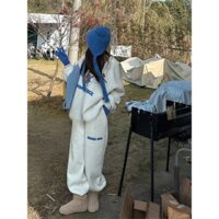 Hàn Quốc Hoạt Hình Hàn Quốc Thời Trang Thời Trang Rời Chiên Đường Phố Áo Phù Hợp Với Nữ Cuff Harem Quần Thể Thao Thông Thường Bộ Đồ Hai Mảnh