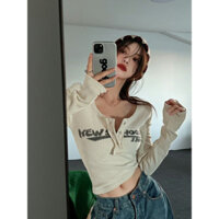 Hàn Quốc Ins Gợi Cảm Cô Gái Cay Phong Cách Dài Tay Nữ Thu Đông 2024 Mới Đường Phố Mỹ Crop Top