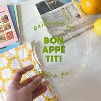 Hàn Quốc ins Phong Cách Va Chạm Chữ Đĩa Thủy Tinh Sáng Tạo Salad Trái Cây Ăn Nhẹ Đĩa Bánh