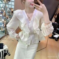 Hàn Quốc mặc với áo S-2XL nữ áo sơ mi dài tay xù Áo Sơ Mi Nữ M819