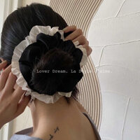 Hàn Quốc mới cao cấp Kết cấu vải đen trắng Dây Buộc Tóc đại tràng phong cách thơm nhỏ thời trang tóc đuôi ngựa phụ kiện buộc tóc