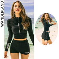 Hàn Quốc Mới Gợi Cảm Chia Dây Kéo Phù Hợp Với Mùa Xuân Nóng Dài Tay Chống Nắng Cao Cấp Bụng Ôm Lặn Biển Đồ Bơi