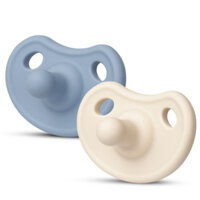 Hàn Quốc Mother-K Tất cả núm vú giả silicon có vỏ 2 (Màu xanh & kem)