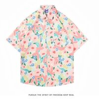 Hàn Quốc nam mùa hè sơn dầu hoa thời trang dáng rộng Thái giản dị cặp đôi Hawaii đi biển áo sơ mi ngắn tay