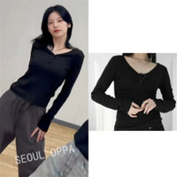 Hàn QUỐC [nhị phân01] Áo thun cài nút cổ Jura henley / ITZY Yeji chọn đích thực 100%