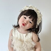 Hàn Quốc Ren Ren Ngọc Trai Nơ Trẻ Em Băng Đô Hàn Quốc Boutique Bé Dễ Thương Hoa Bấm Băng Đô 3.24