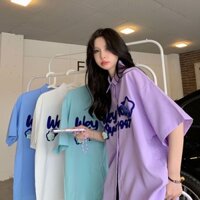 Hàn Quốc Retro Sang Trọng Ba Chiều Hoa Thêu Áo Sơ Mi Nam Nữ Mùa Hè Rời vintage Cặp Đôi Tay Ngắn Top