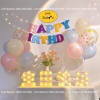 [Hàn Quốc] Sét Bong Bóng Trang Trí Sinh Nhật Tặng Kèm Đèn Led 3m