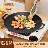 Hàn Quốc Tròn Nướng Chảo Thịt Nướng Chảo Thịt Heo Bụng Chống Dính Nồi Maifan Đá Cảm Ứng Bếp Gas Thịt Nướng Khay Nướng Đĩa