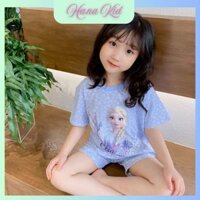 Hana Kid Quần áo mặc nhà cotton trẻ em mùa xuân hè cho bé gái Công chúa Elsa bộ đồ ngủ quần short tay ngắn