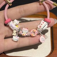 [Hand-made] Original Cute kitty Cat Oil Nhỏ Giọt Đính Hạt Vòng Tay Có Thể Điều Chỉnh Vòng Tay Bạn Gái Vòng Tay Quà Tặng Sinh Nhật Nữ