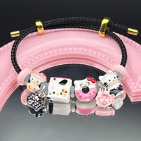 [Hand-made] Vòng tay mèo nhỏ giọt dầu hợp kim Diy dễ thương Vòng tay Niche độc đáo Hạt đính cườm Dệt thủ công