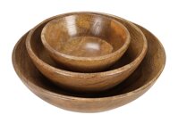 Handcrafted Wooden Serving Bowls for Fruits, Salads, Snack Bowls, wooden bowls for rice, soup, dip, cereals, desserts, decoration - 10, 7.5 and 5.5...