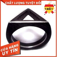[Handmade 100%]  Nhẫn Gỗ mun Sừng cẩn bạc với thiết kế phá cách dạng tam giác - Làm Quà Tặng