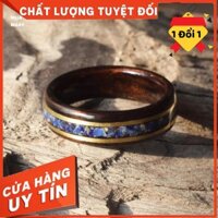 [Handmade 100%] Nhẫn Gỗ Mun uốn cẩn đá Lapiz Lazuli - Làm Quà Tặng