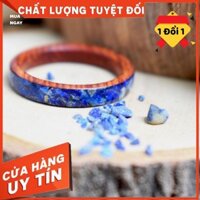 [Handmade 100%] Nhẫn gỗ Mun cẩn đá Lapis lazuli - Làm Quà Tặng