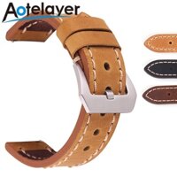 Handmade Dày Thật Chính Hãng Da Dây Đeo Đồng Hồ Thay Thế Cho 20mm 22mm 24mm Dây Đồng Hồ Khóa Bạc Đồng Hồ Dây Đeo Tay Đồng Hồ