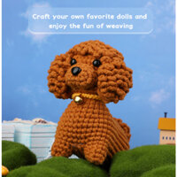 Handmade DIY Móc Len Brown Teddy Dog Crochet - Gói Phụ liệu - Có Sách Hướng dẫn bằng tiếng Anh