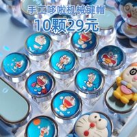 Handmade Doremon Xanh Béo Tròn Punk Bàn Phím Cơ Keycap Dễ Thương Trục Chữ Thập ABS Mạ Điện Keycap20250224