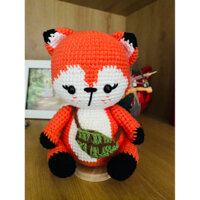 Handmade len Cáo nhỏ đeo túi lá