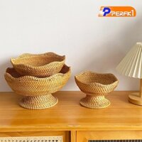 Handmade Mây Giỏ Trái Cây Đựng Thức Ăn Nhà Phòng Khách Giỏ Mây Bánh Mì Bát Cho Mặt Bàn Tiệc Phòng Ăn Trang Điểm