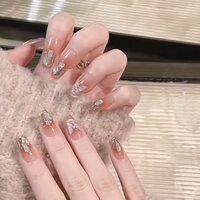 [Handmade] Móng tay nhân tạo Fairy Butterfly Golden Cat Eye Blush Maillard Diamond Pháp Phototherapy Nails Móng tay có thể tái sử dụng và tháo rời