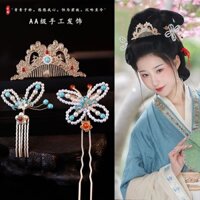Handmade Mũ Hanfu Phụ Kiện Tóc Phong Cách Cổ Đại Bộ Bướm U Kẹp Tóc Phụ Kiện Đường Phong Cách Phụ Kiện Kết Hợp Lược Tóc Vương Miện Retro