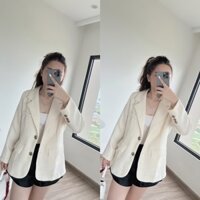 [Haneva] Áo blazer trắng kem hai cúc