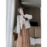 [Haneva] Áo dạ dáng ngắn phối cúc