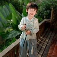 Hanfu Bé Trai Quần Áo Mùa Thu Cho Bé Phong Cách Trung Hoa Thêu Phù Hợp Với Bé Trai Cổ Trang Phục Trung Quốc Học Quần Áo Trẻ Em Trung Niên Lễ Hội Đường Phù Hợp Với 1.12