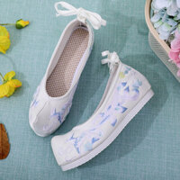 Hanfu Giày Nữ Thêu Bên Trong Tăng Chiều Cao Đầu Giày Trang Phục Cổ Phong Cách Cổ Đại Ming Made Retro Nguyên Tố Trung Quốc Nguyên Bản Đế Bằng Giày Cưới