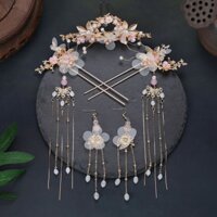 Hanfu Mũ Đội Đầu Tua Rua Trọn Bộ Kẹp Tóc Cổ Điển Thời Trung Cổ Đơn Giản Đồ Trang Trí Cổ Tích Bước Lắc Kẹp