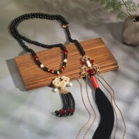 Hanfu Yingluo Mặt Sau Đám Mây Tua Rua Vòng Cổ Dài Phong Cách Trung Hoa Phong Cách Cổ Đại Bấm Ve Áo Phong Cách Trung Hoa Mặt Ngựa Váy Phụ Kiện20250215