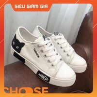 [HÀNG 1:1] Giày Nữ Choose Giày vải Lười Nữ Thể Thao Sneaker bata Cột Dây Họa Tiết Mèo Xương Cá💓GIÁ RẺ BẤT NGỜ💓G1502