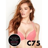 Hàng Auth 34C, C75 - Áo lót hồng ren  Dream Angels (29) nâng ngực, Strawberry Ice, Victoria's Secret