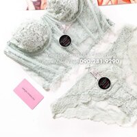 (Hàng Auth) B70 - Áo Vic Mỹ xanh khói (97) không mút, khoá kéo, Dream Angels, Palse Sky Grey - Victoria's Secret