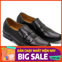 [Hàng bán chạy] Giày tây nam không dây lịch lãm viền bóng thích hợp đi tiệc đi làm